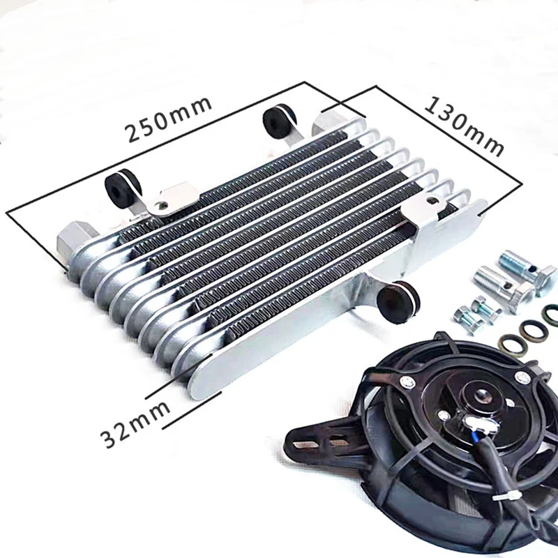 

Universal Aluminum Motorcycle Engine Oil Cooling Fan Water Cooler Radiator Efficient Kit Cooler Engine Temperature Reduce