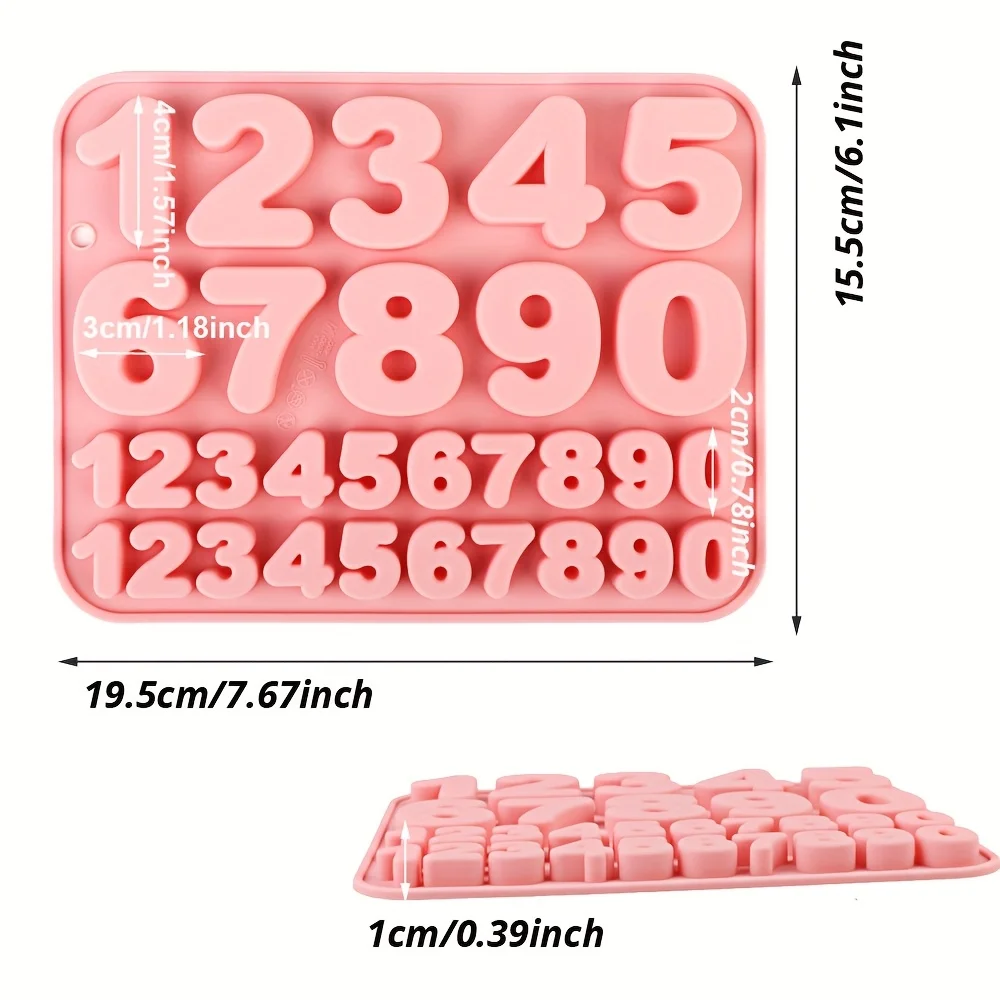 1 Silicone Number 0-9 Cake Mold, Chocolate Candy Mold, Birthday Candle Cake Decoration Tool, Baking Tray Decoration Mold