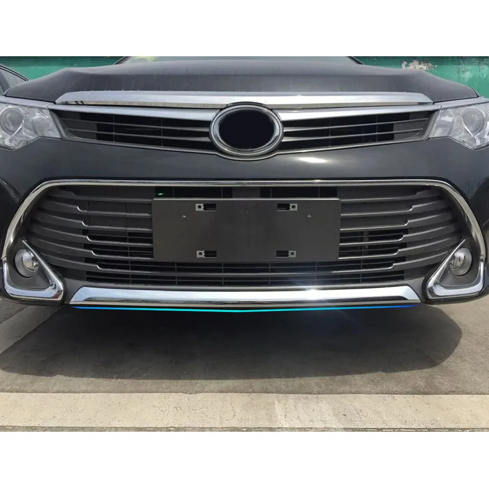 For Toyota Camry 2015 2016 2017 Car Cover Bumper Engine ABS Chrome Trims Front Bottom Grid Grill Grille Edge Armrest Handrail