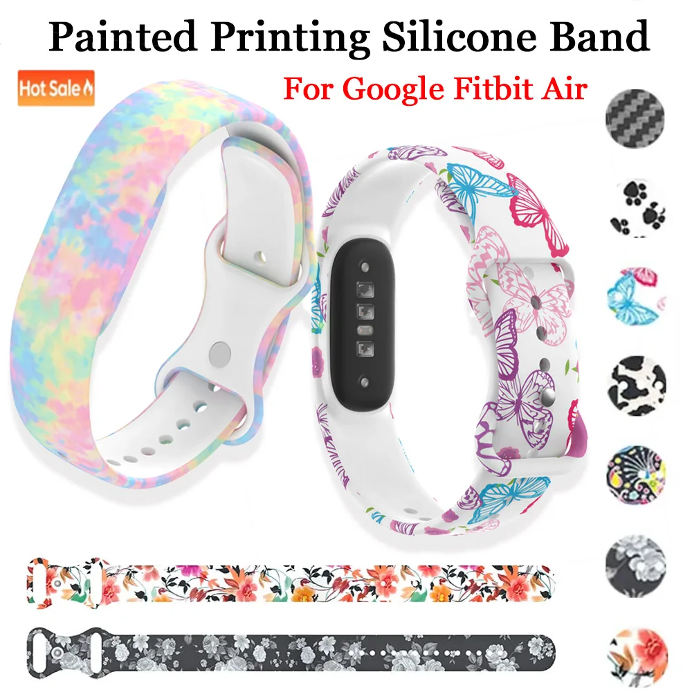 Painted Printing Silicone Band For Google Fitbit Air Comfortable Breathable Wristband For Google Fitbit Air Smart Watch Bracelet
