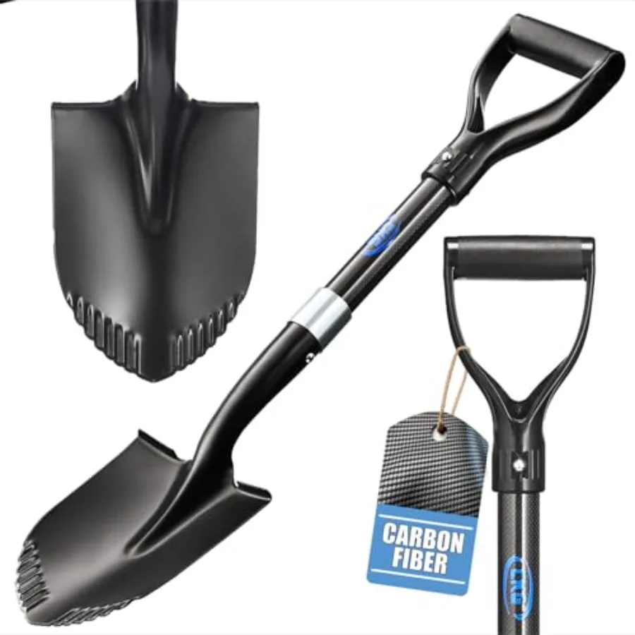 Small Shovel Carbon 28 Inches Lightweight Camping Portable Shovel Ideal for Digging, Small Garden Shovel with D Handle Round Po