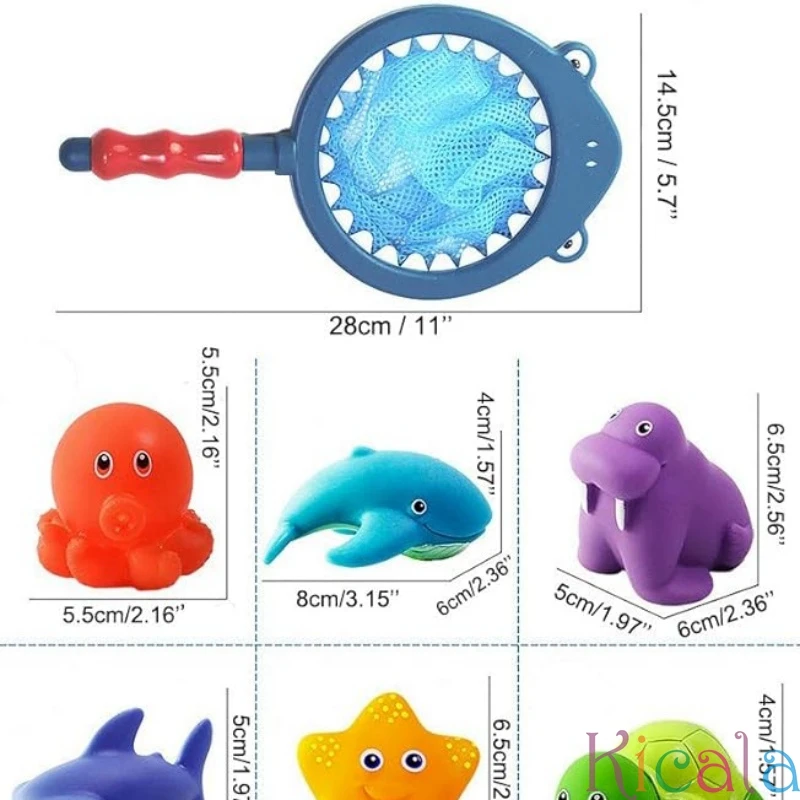 Juguete de baño para bebé, red de pesca flotante, imagen de viñetas de animales para niños, amasar, juguete de agua flotante feliz, regalo para bañera, piscina y playa