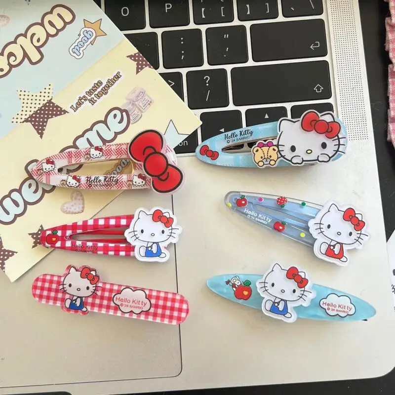 

Новый милый зажим для девочек в форме сердца Sanrio KT Cat Duckbill BB Clip Универсальный японский корейский челка Боковой зажим Мультяшный головной убор для женщин