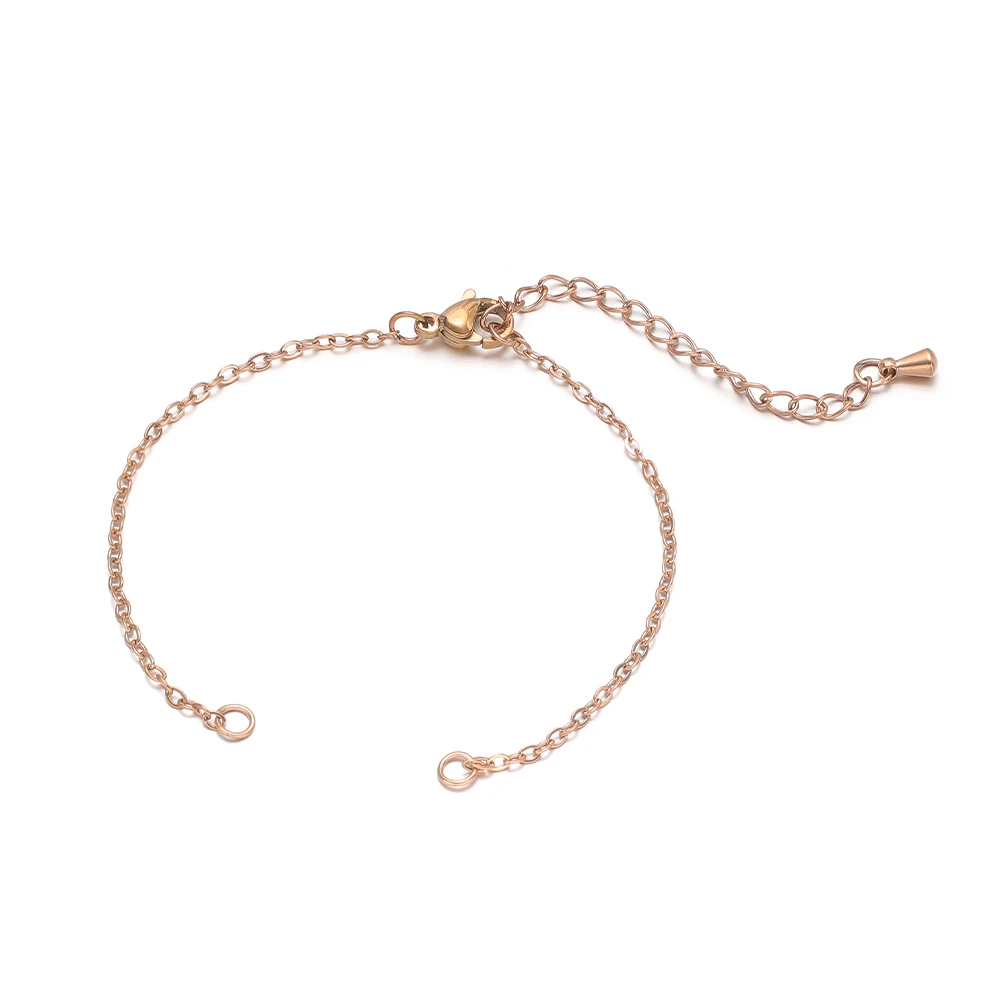 5 Stück verstellbare flache Ketten aus Edelstahl mit Verlängerungskette, Armbänder, Fußkettchen, Verbinder, Anhänger, DIY, handgefertigte Schmuckherstellung