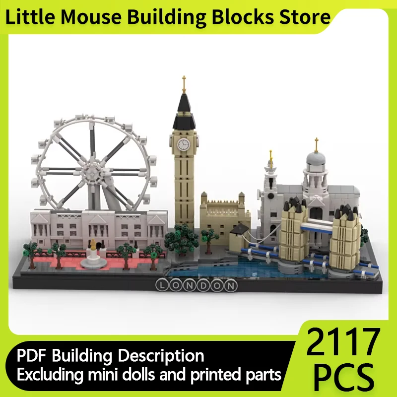 Street View Model MOC Building Bricks London Scene Big Ben Buckingham Modular Technology Gift Holida Assemble Children Toy Suit