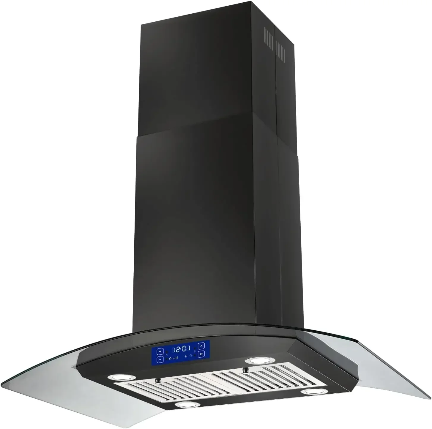 

36 inch Island Range Hood 700CFM Black Painted Stainless Steel, Gesture & Touch Control Panel Ceiling Mount Kitchen Vent