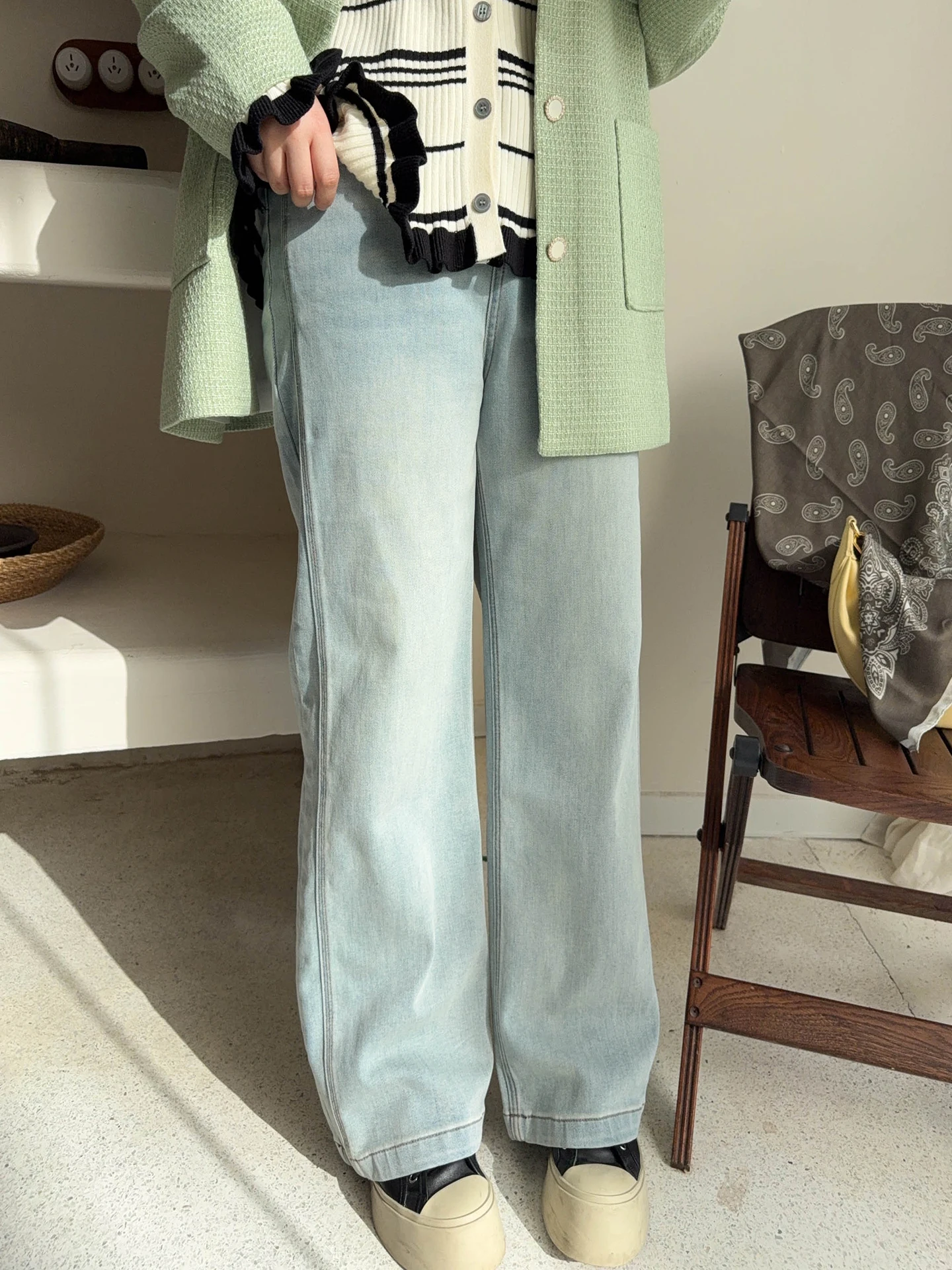 

Vogana High Waist Loose Fit Straight Leg Denim Jeans plus Size Women's Casual Faion High Waist Straight Tube Denim Jeans