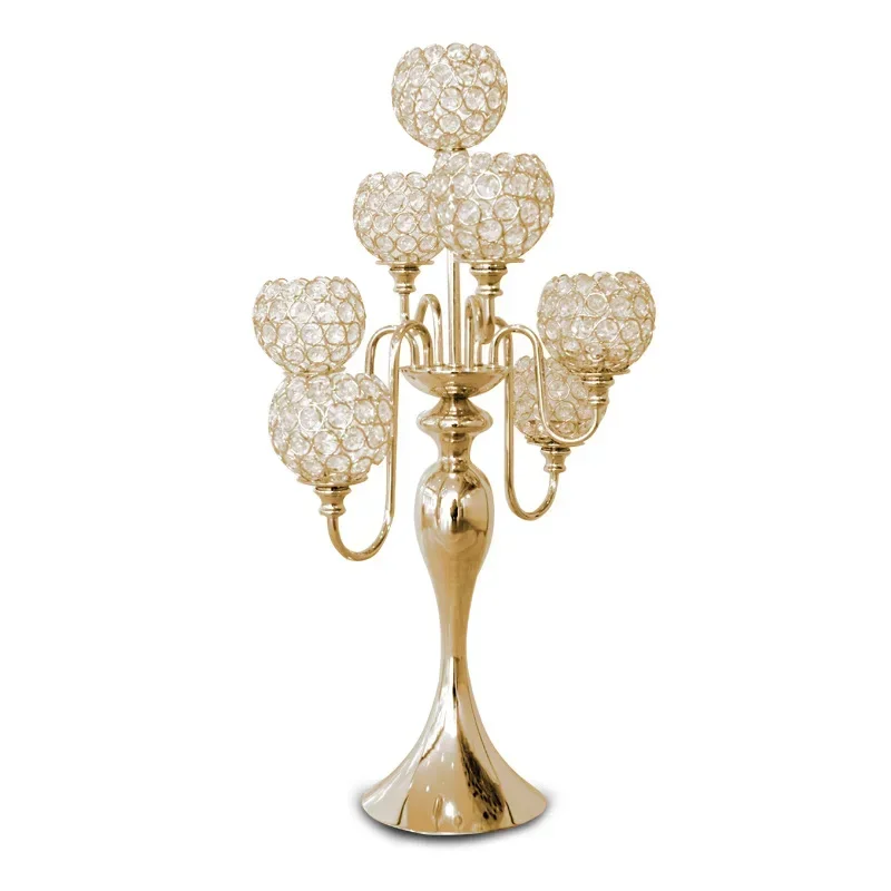 7 Candle Crystal Candelabra Candlestick Candle Holder Wedding Event Stand Centre De Table Mariage Home Decoration Ornament