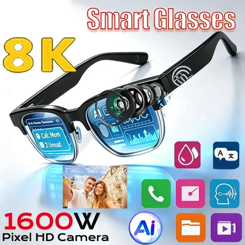 AI Smart Glasses Translation Bluetooth Call Conversation Recording Listening To Music Motorcycle Sunglasses for Men Women