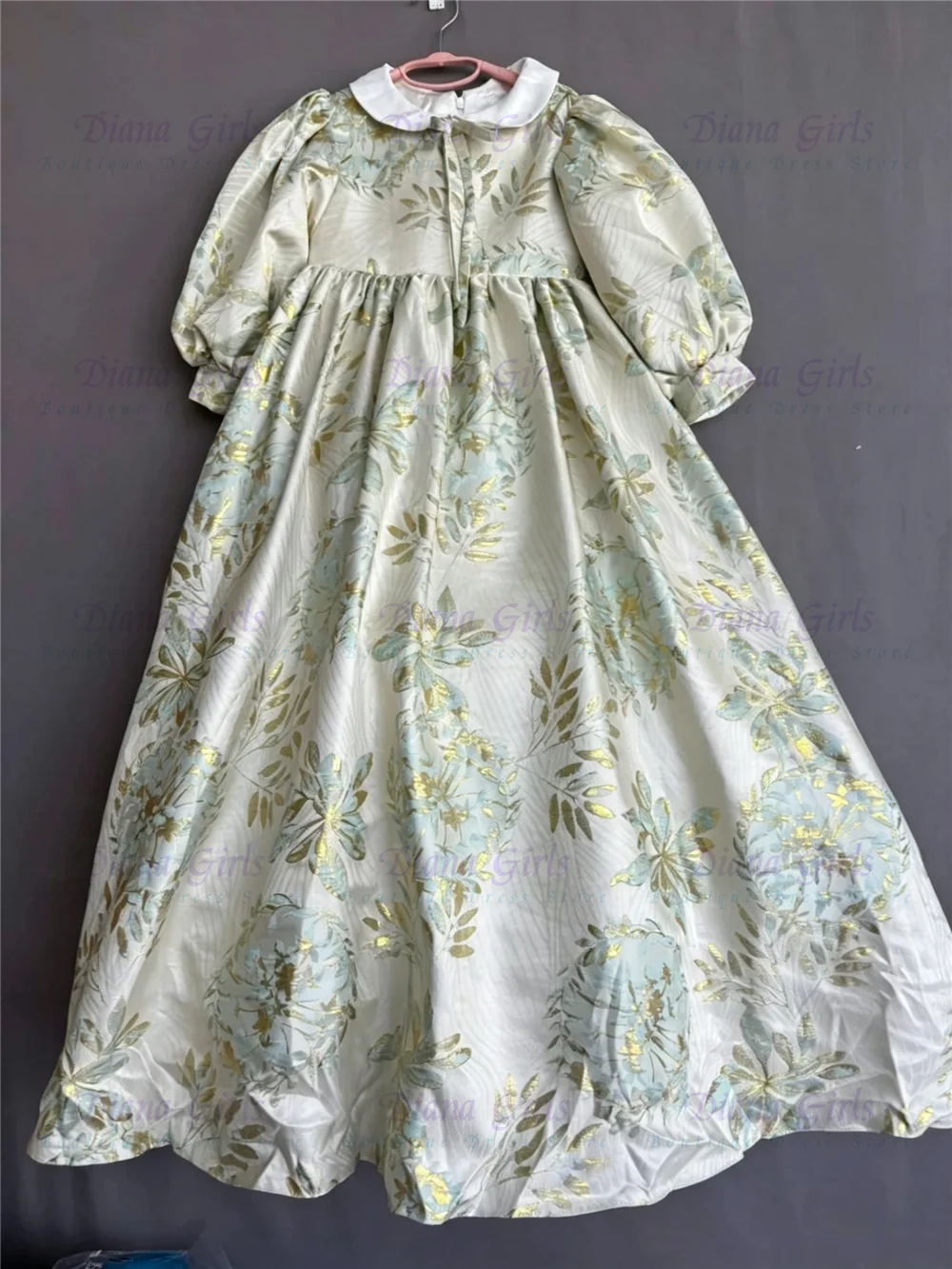 Quality Gorgeous First Communion Gowns Premium Printed Fabric Flower Girl Dress for Stamp Satin Pleated Wedding Evening Ball