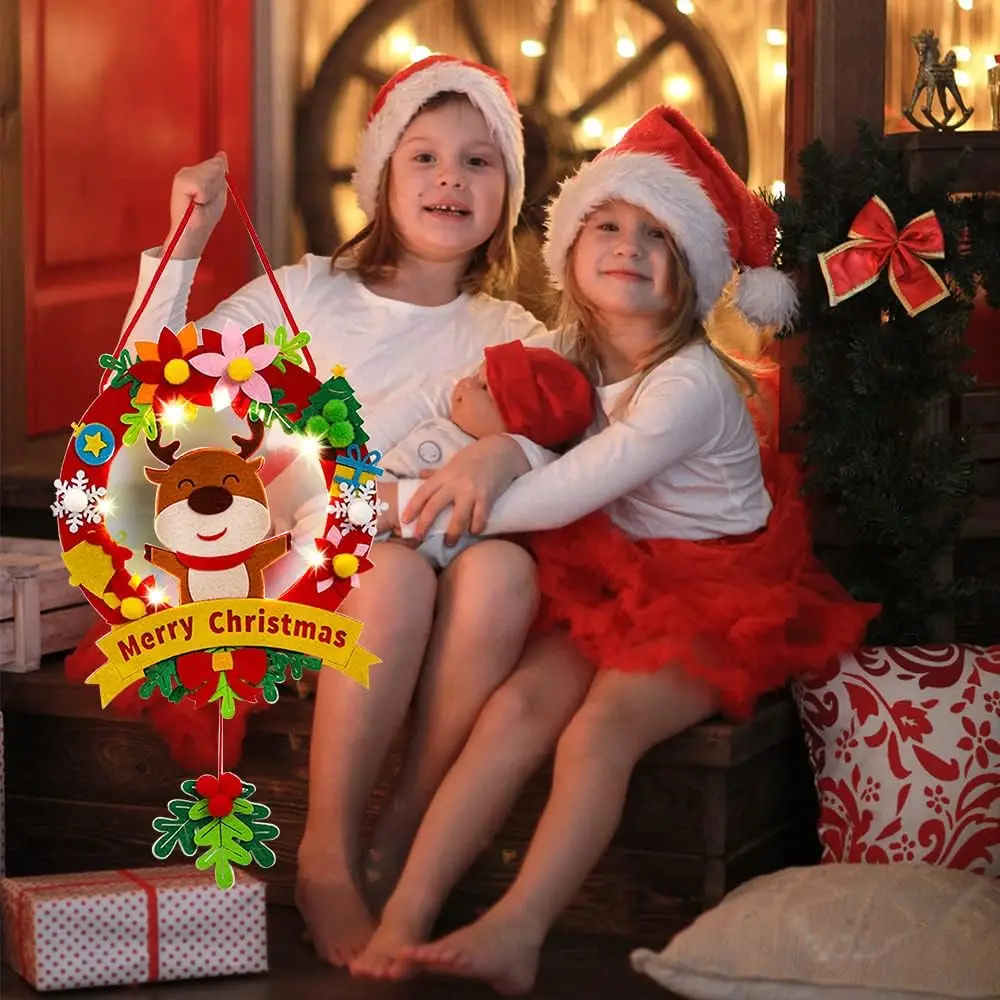 2025 Kit artigianali natalizi per bambini Ghirlande in feltro fai-da-te Ghirlande per bambini Attività educativa per le vacanze Puntelli cosplay