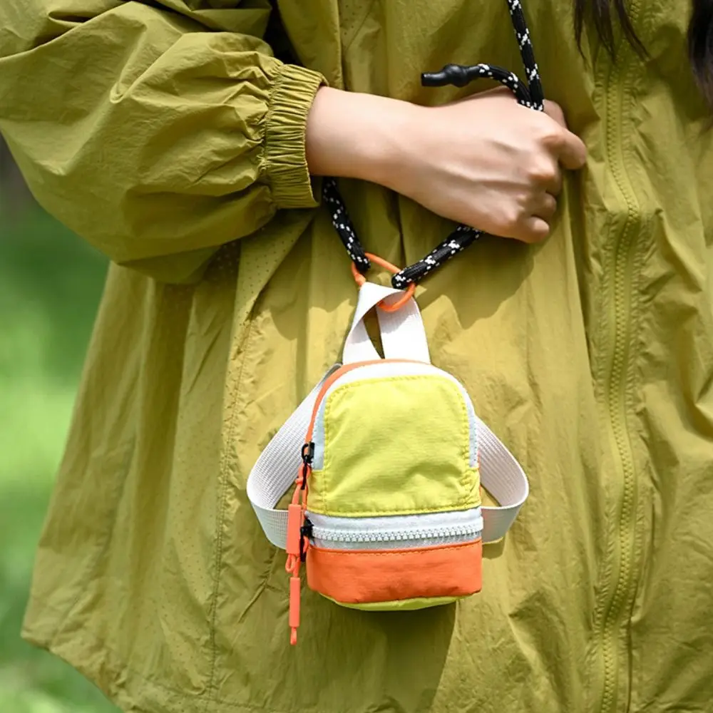 New Trend Colorful Mini Backpack Coin Purse Nylon Color-blocked Bag Shape Wallet Casual Cute Earphone Storage Bag Unisex