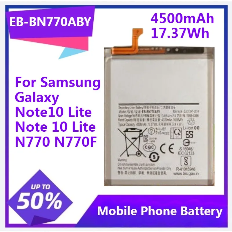 EB-BN770ABY Replacement Battery For Samsung Galaxy Note10 Lite Note 10 Lite N770 N770F Phone Battery 4500mAh 17.37Wh