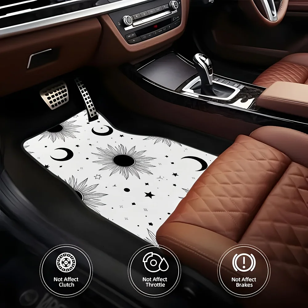 4pcs Set Of Bohemian-style Patterned Car Floor Mats, Universal Non-slip Car Mats Suitable For All Seasons, Pet-friendly Interior
