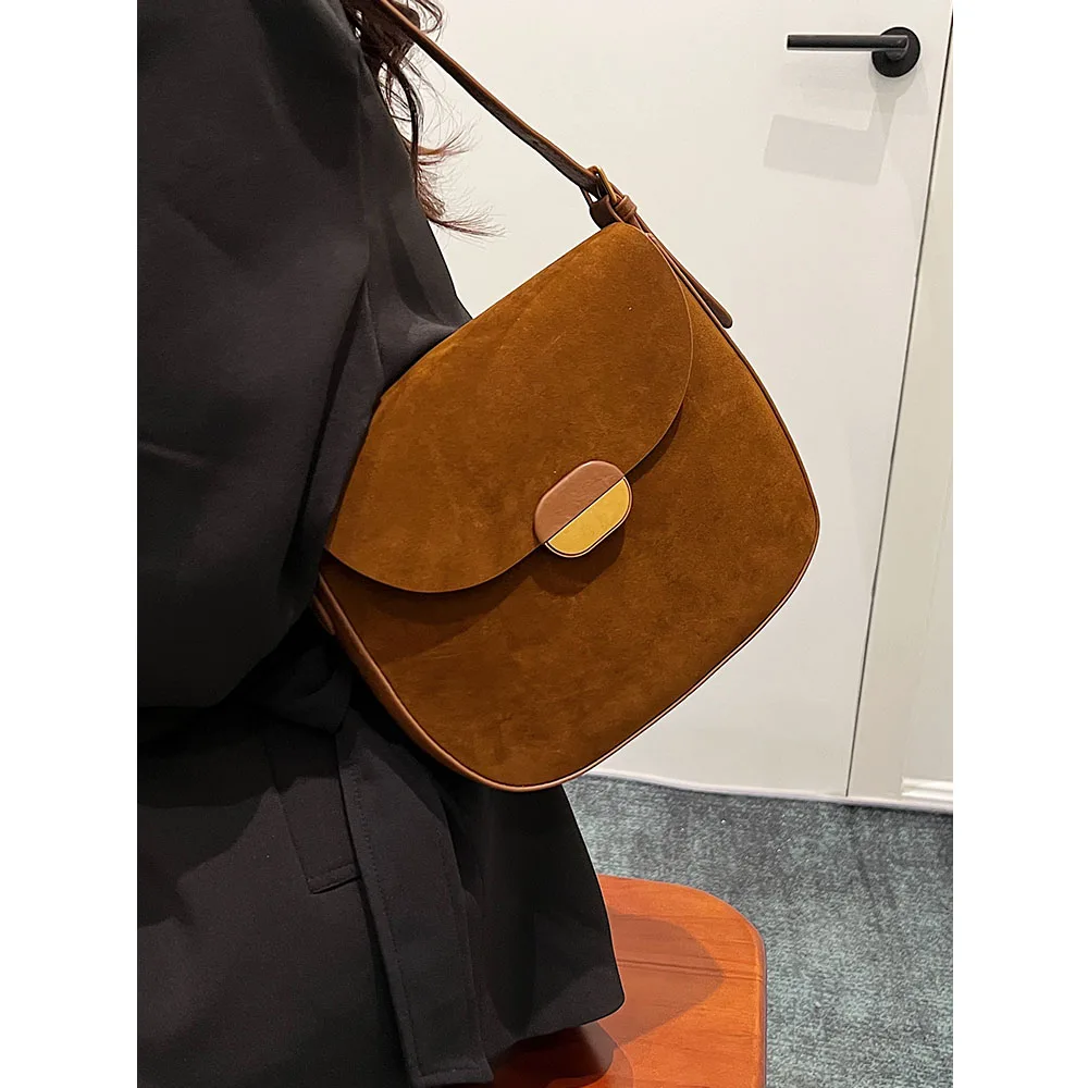 Vintage Women Pu Leather Saddle Bags Solid Large Capacity Female Casual Crossbody Bag Versatile Lady Commute Messenger Packs