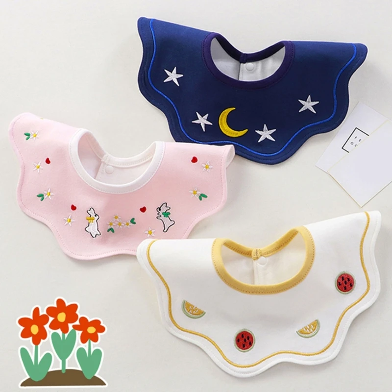 

Baby Bib Rotation Toddler with Buckle Waterproof Saliva Towel for Newborn Boys Girls Chewing Eating