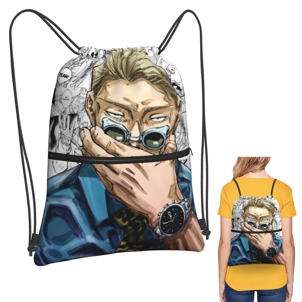 Nanami Kento Anime Gojo Satoru JJK Nanamin Backpacks Portable Drawstring Bags Sundries Bag Book Bags for Travel School