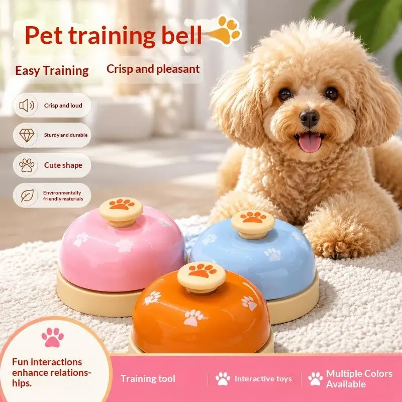 【Beautiful】Pet Training Press Bell Paw Print Pattern Hand Press Bell Multifunctional Table Bell Call Bell For Pet Training Game