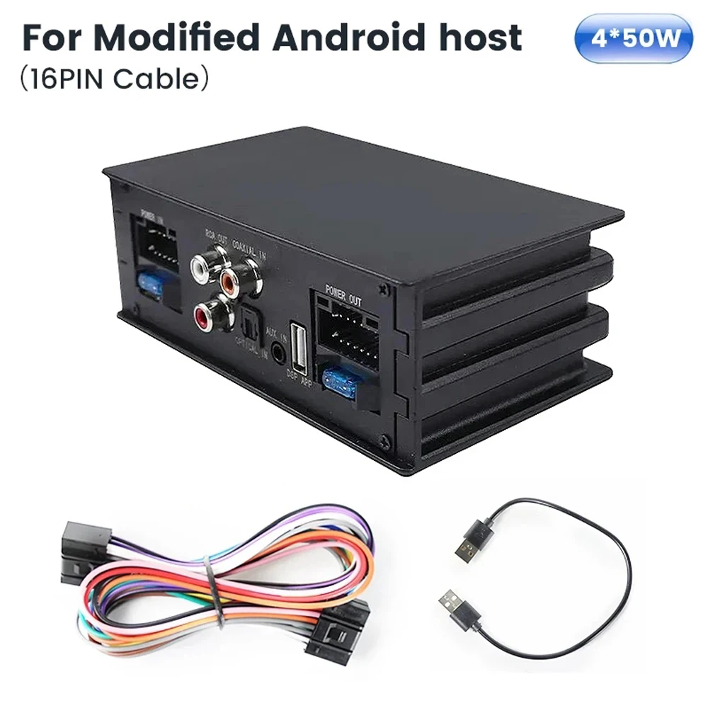 Car DSP Amplifier for Radio Stereo Subwoofer 4*50W TDA7851 with Fiber Optic Input Plug and Play Modifying Android Host 12V