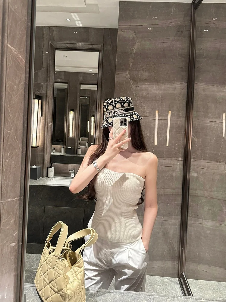 

M900 Women's Summer Svel Knitted Tube Top Vest Ba High-End Feeling Outerwear White New Arrival 2026