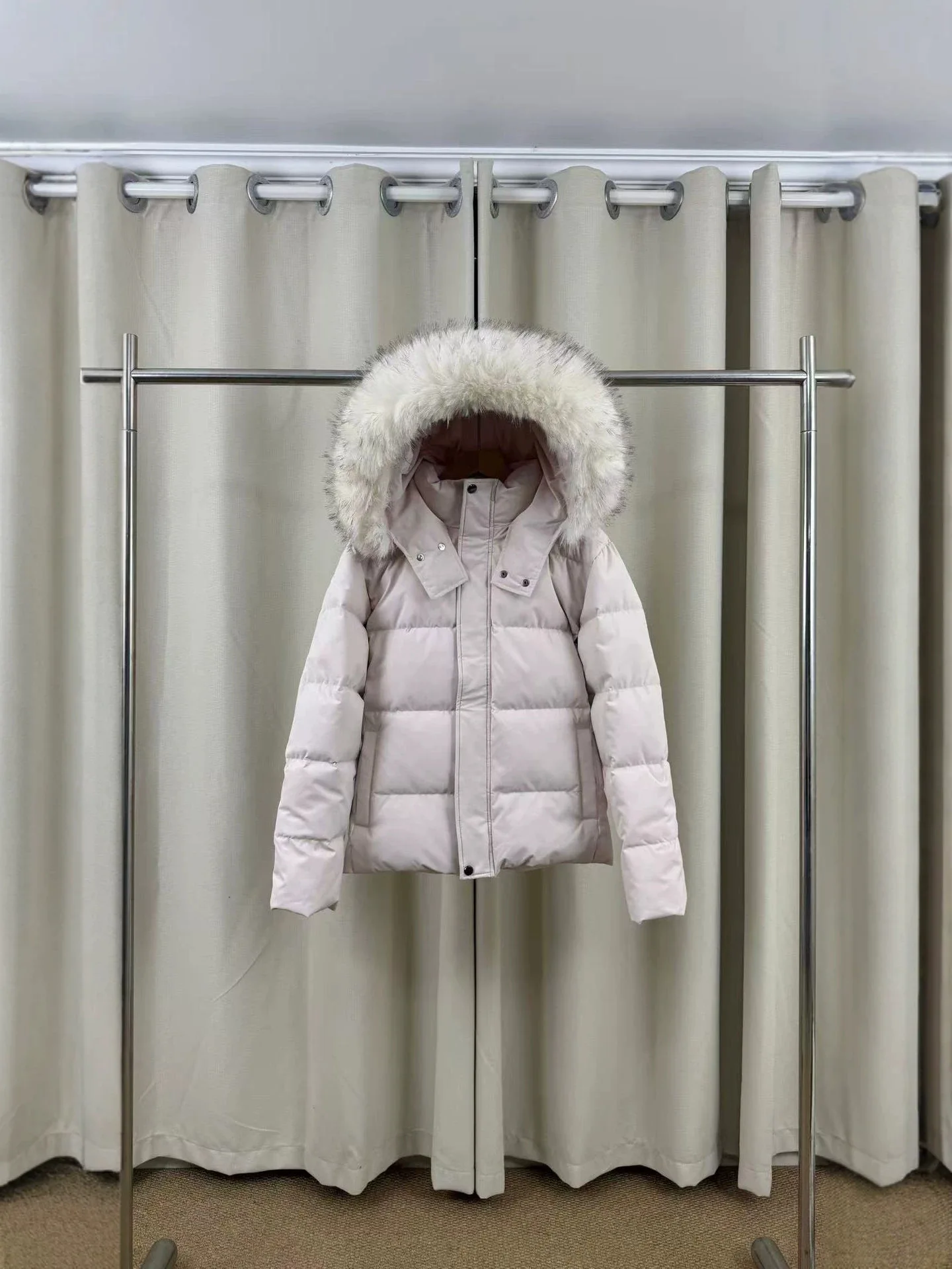 Winter Fur Collar Hooded Down Parka Korean Casual Fashion Warm Thicken Solid Color Simple Versatile Women's Slim Puff Jacket