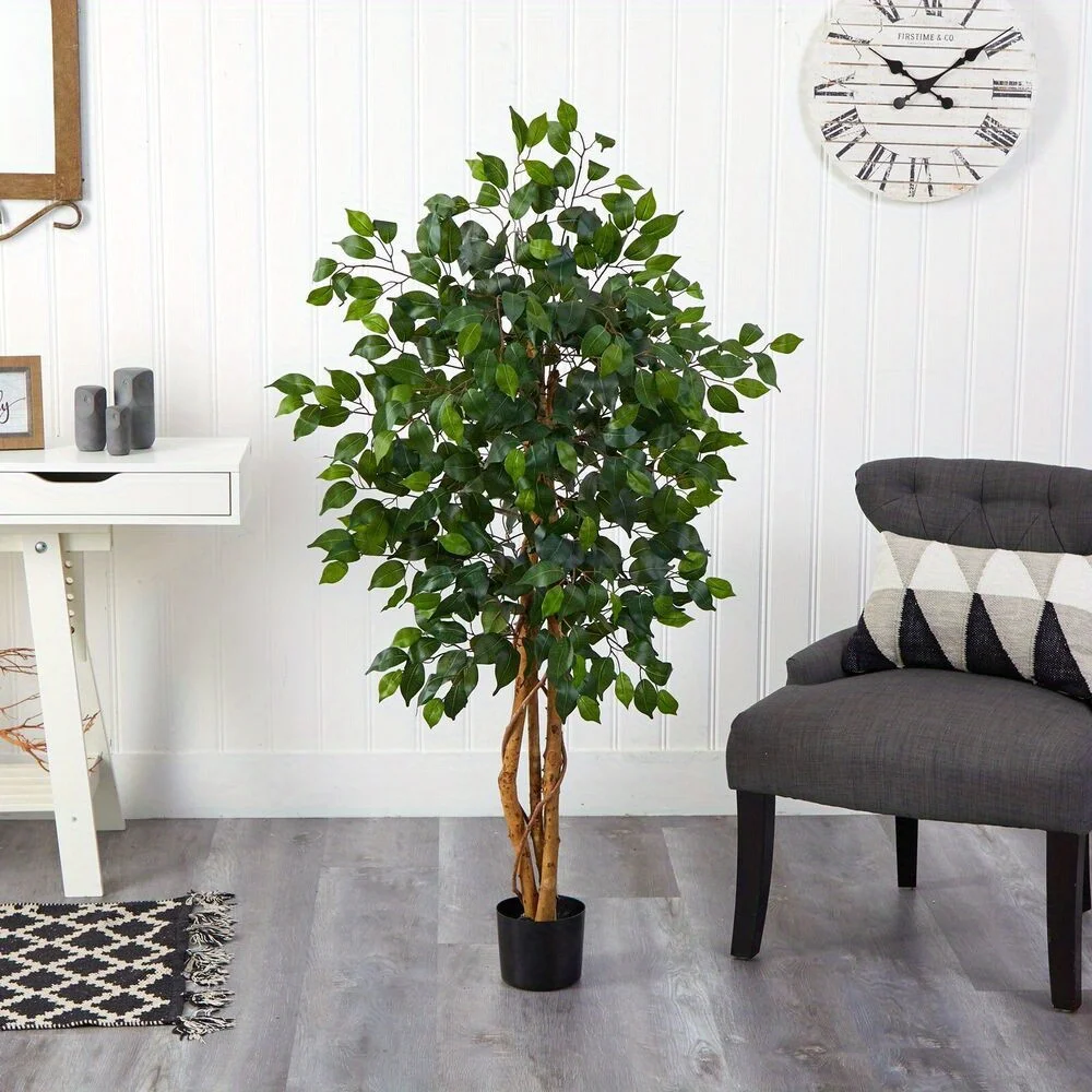 

4 Ficus Artificial Tree with Natural Trunks Home Decor.
