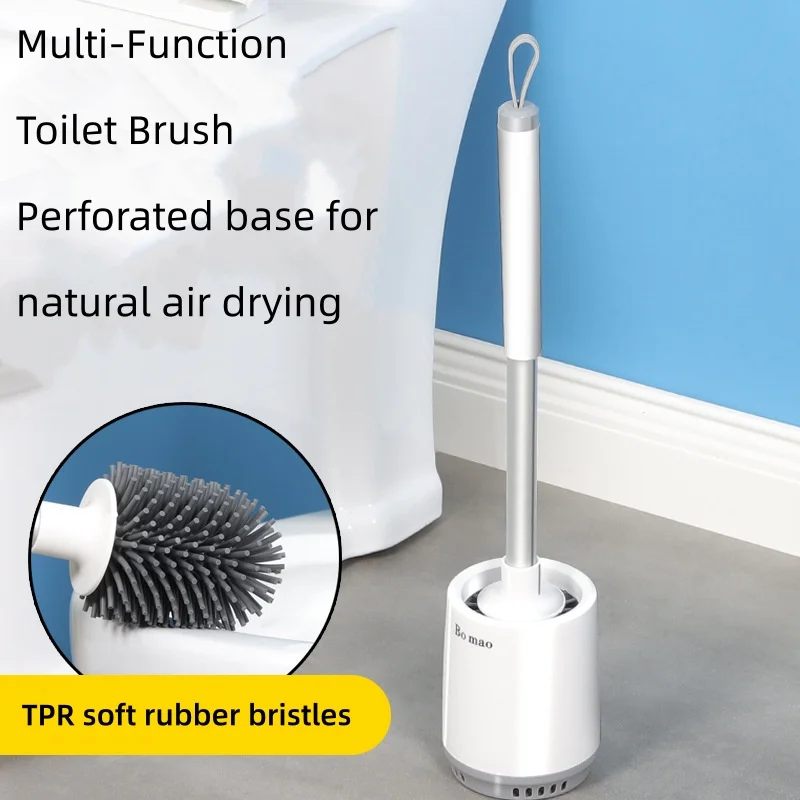 Silicone Toilet Brush with Base WC Cleaner Brush with Holder Soft Bristle Cleaning Tools Bathroom Accessories