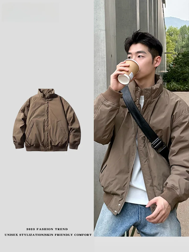 

Мужская зимняя куртка LPLN: однотонная, с воротником-стойкой, легкая, утепленная, молодежная, модная