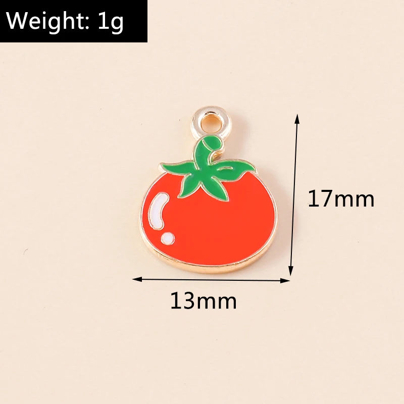 Leslie 10pcs 13*17mm Cute Enamel Vegetables Tomatoes Charms for Jewelry Making Bracelet Necklace DIY Handmade Craft