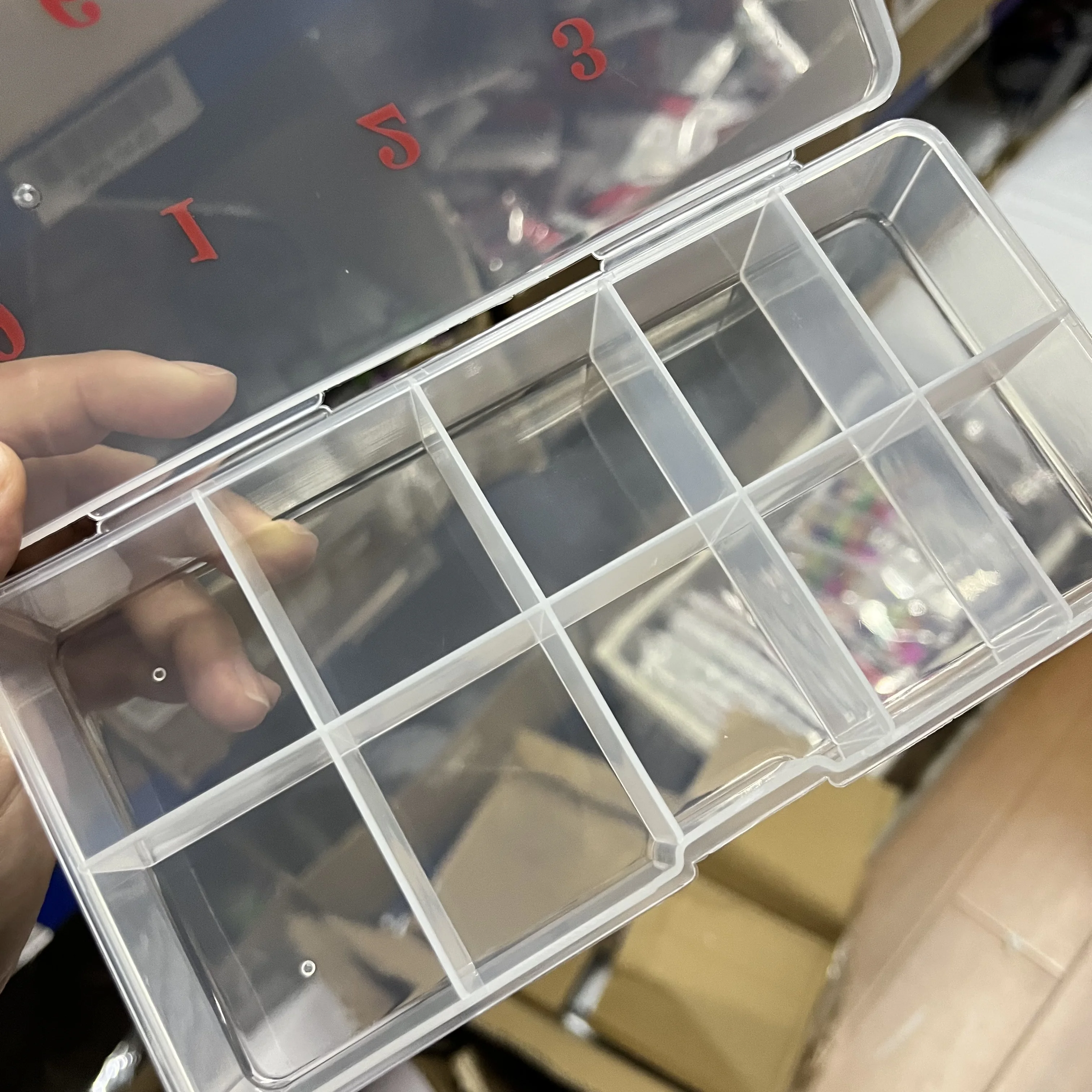 10 Grids Transparent Rectangle Acrylic Nail Tip Organizer Nail Rhinestone Jewelry Manicure Accessories Container Case Nail Tools