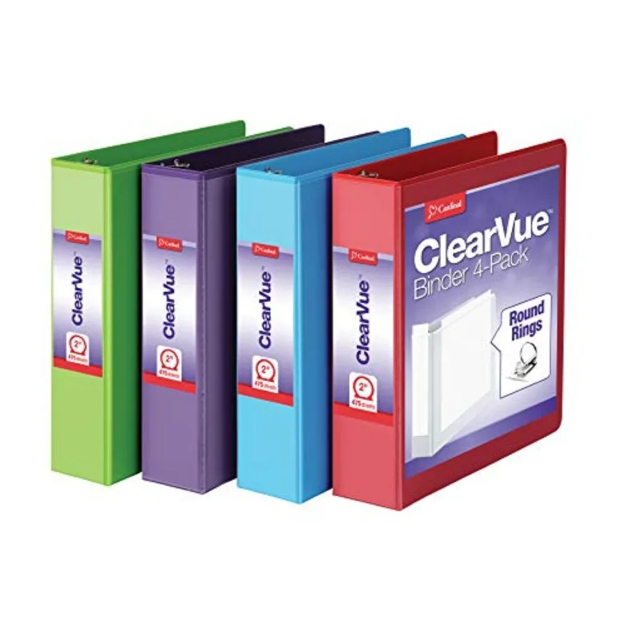 

3 Ring Binders, Binders for School and Office, Durable 2 Inch Binder with Round Rings, Holds 475-Sheets, ClearVue Covers, Non-S