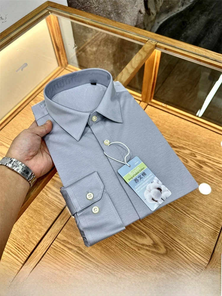 

Men's Modal Long Sve irt Casual Breathable Soft Pure Color Busin Casual Autumn Winter New Sle Comfortable Cotton Blend