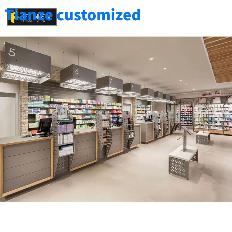 （customized）Retail Pharmacy Medical Drugstore Interior Designs Display Furniture  Pharmacy Shelves Pharmacy Shop Interior De