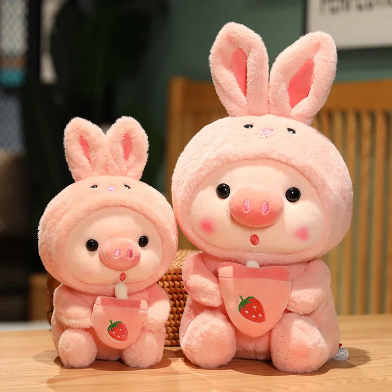 

30 см Kawaii Bubble Pig, плюшевая игрушка, чучело, кролик, лягушка, мягкая подушка, чашка, чай с молоком, боба, плюшевая кукла, детские подарки на день рождения, куклы