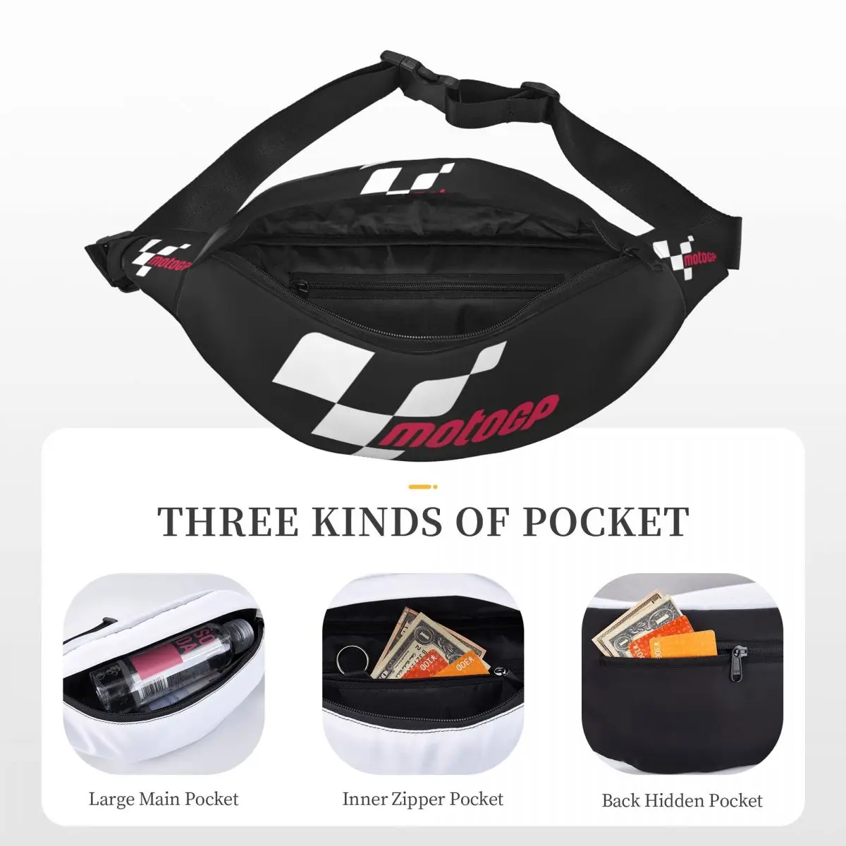 Riñonera de Moto GP Unisex, bolso cruzado multifunción, bolsos de pecho, paquete de cintura de viaje corto