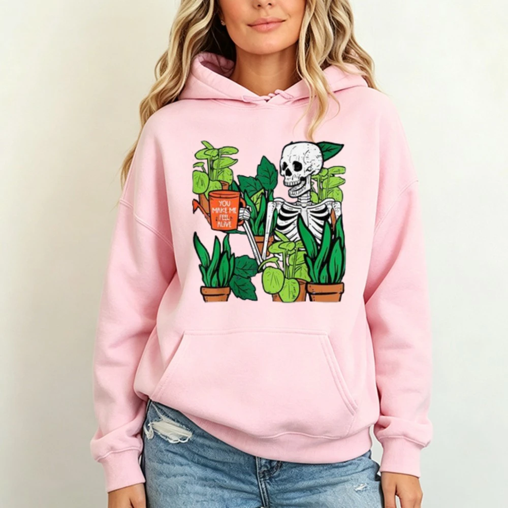Halloween Skeleton Plants Alive Cute Costume Unisex Hoodies You Make Me Feel Alive Skeleton Plants Unisex Hooded Sweatshirt