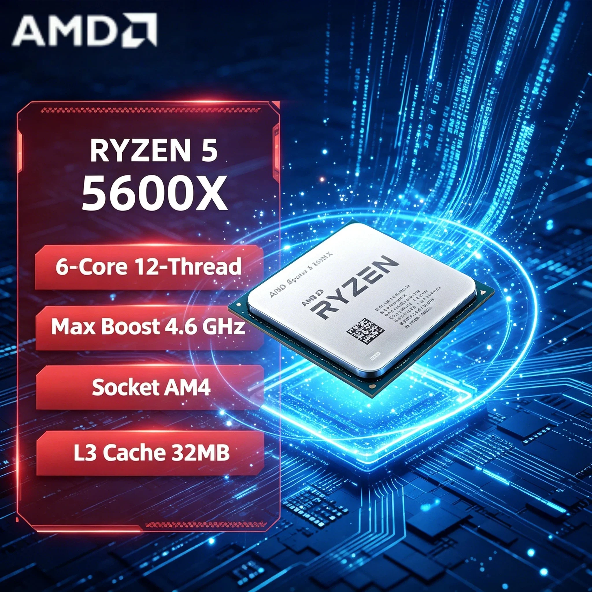 

AMD Ryzen 5 5600X R5 5600X CPU 6 Core 12 Thread 4.6GHz Unlocked Desktop Processor Socket AM4 Gaming CPU Tray OEM Pro Max