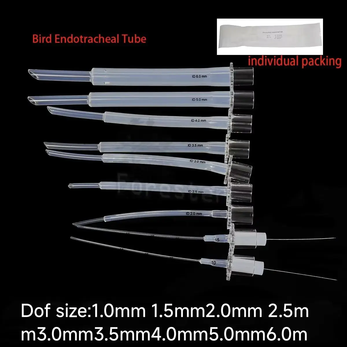 1.0mm-6.0mm 9pcs Bird Intubation Device Silicone Tube Tracheal Tube Pet Veterinary Anesthesia Special for Birds