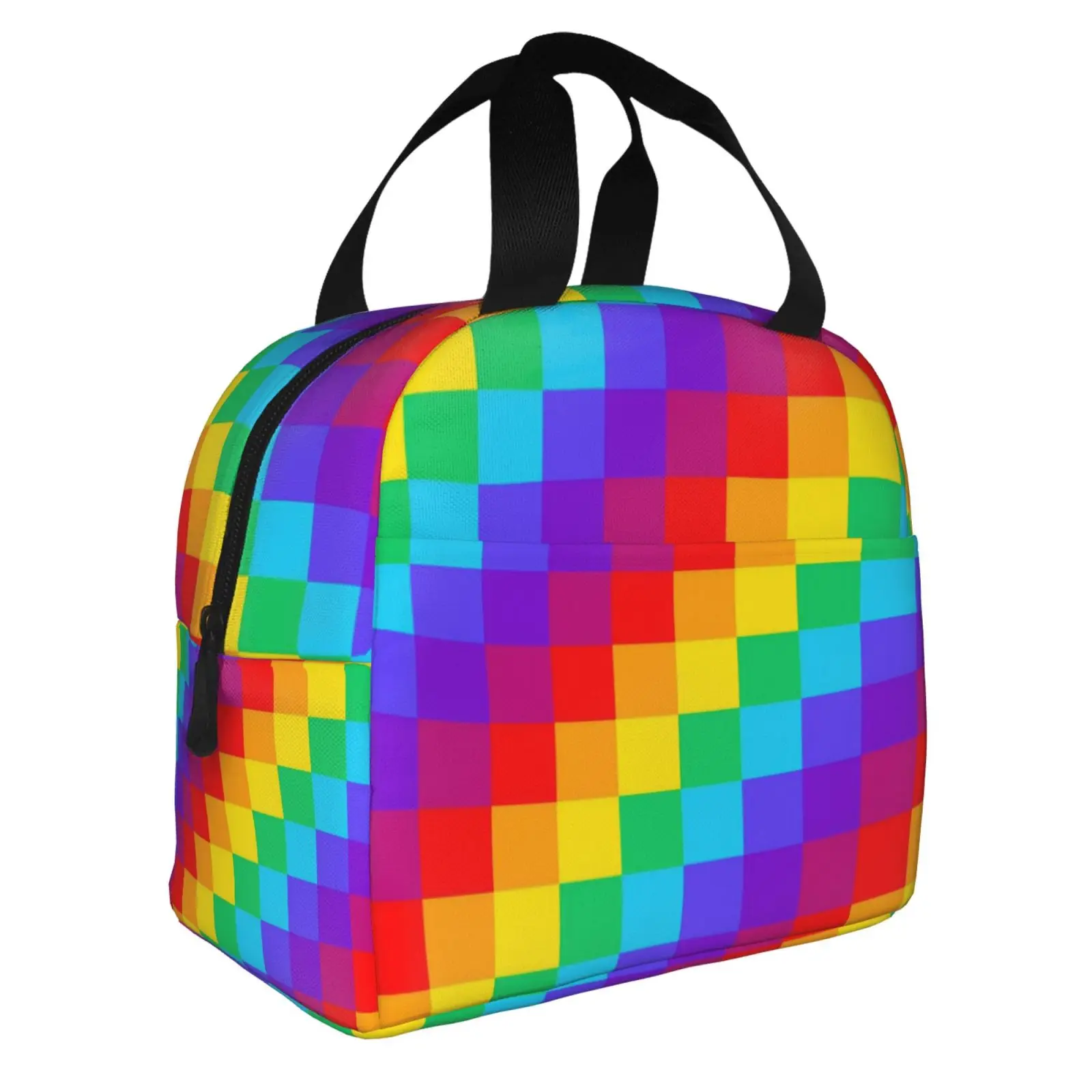 Color Race Checkered Flag Pattern Insulated Lunch Box Leak-proof Thermal Cooler Lunch Bag for Men Women Kids Work Trip Picnic