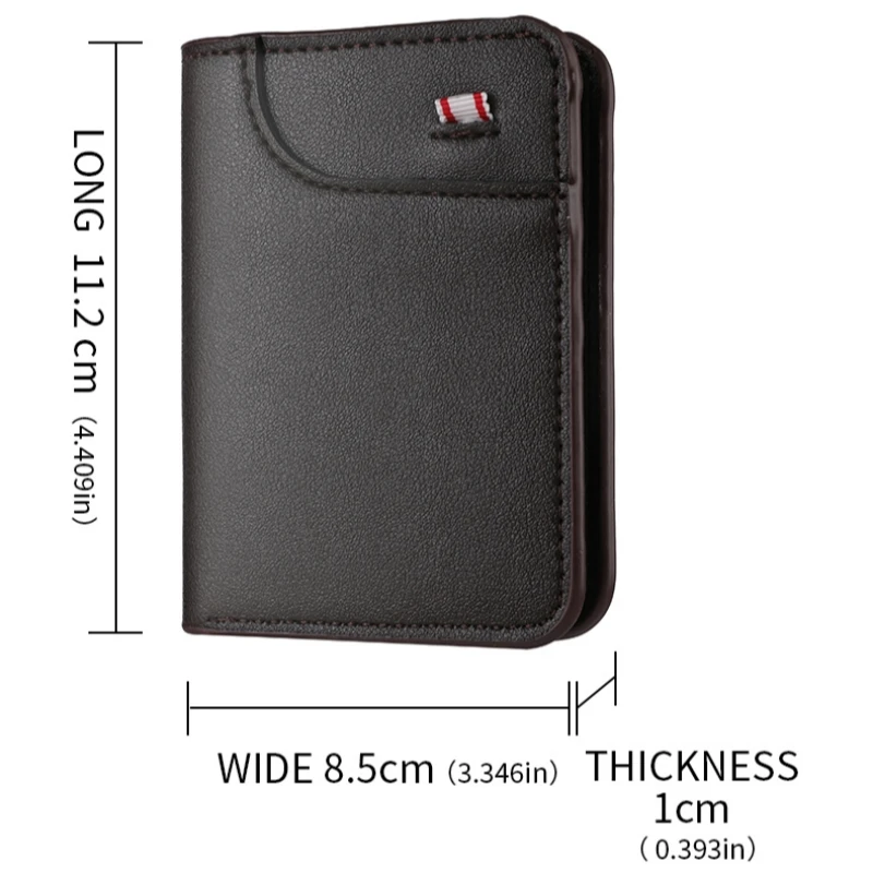 Men\'s Slim Wallet - Compact, Soft Pu Leather With Multiple Card Slots & Id Holder, Black