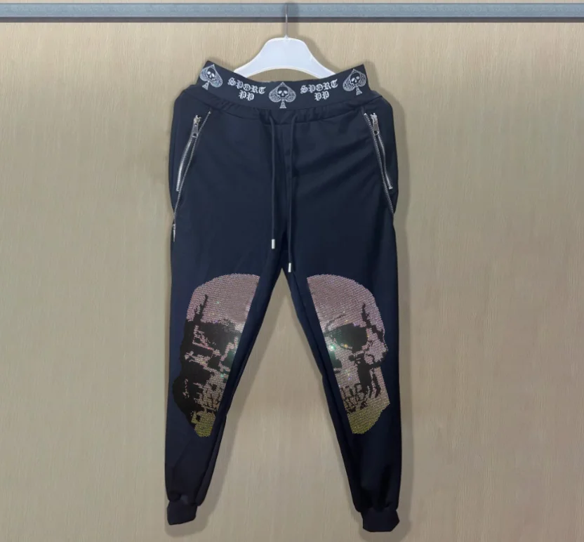 

Ремонтные брендовые мужские джоггеры свободного кроя, дизайнерские спортивные штаны, улучшенные изысканными деталями со стразами, идеально подходят для комфорта и