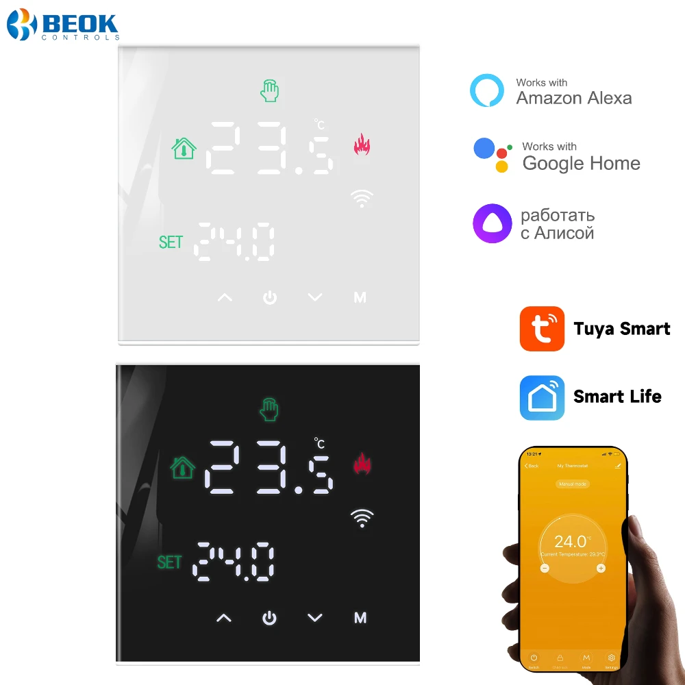 

Beok Tuya Wifi Smart Thermostat of Gas Boiler Water/ Electric Floor Heating Room Programmable Temperature Controller Alexa,Alice