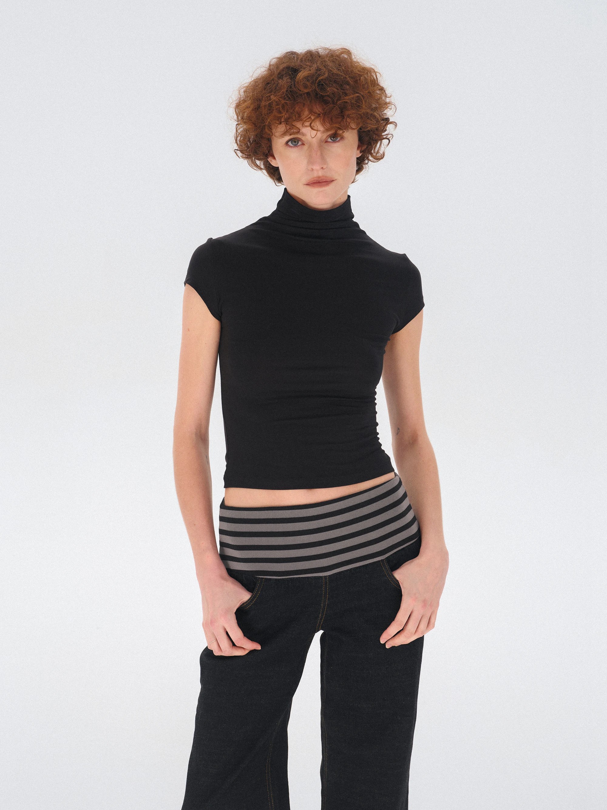 

Футболка Costustoot American Bla Slim Fit с эластичным высоким воротником, универсальная базовая модель для женщин, мягкая, комфортная, дышащая.