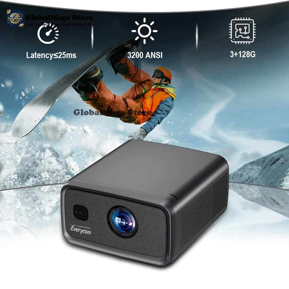 Proyector Inteligente 3000 CVIA 4k Android 15 Everycom Cubelite Ultra Proyector 4k Proyector de Video LED Beamer LCD 1080P Proyector 4k