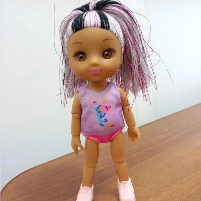 16cm Girl Doll with Clothes Brown Skin Multi Joint Movable Body Girls DIY Toys Birthday Gifts