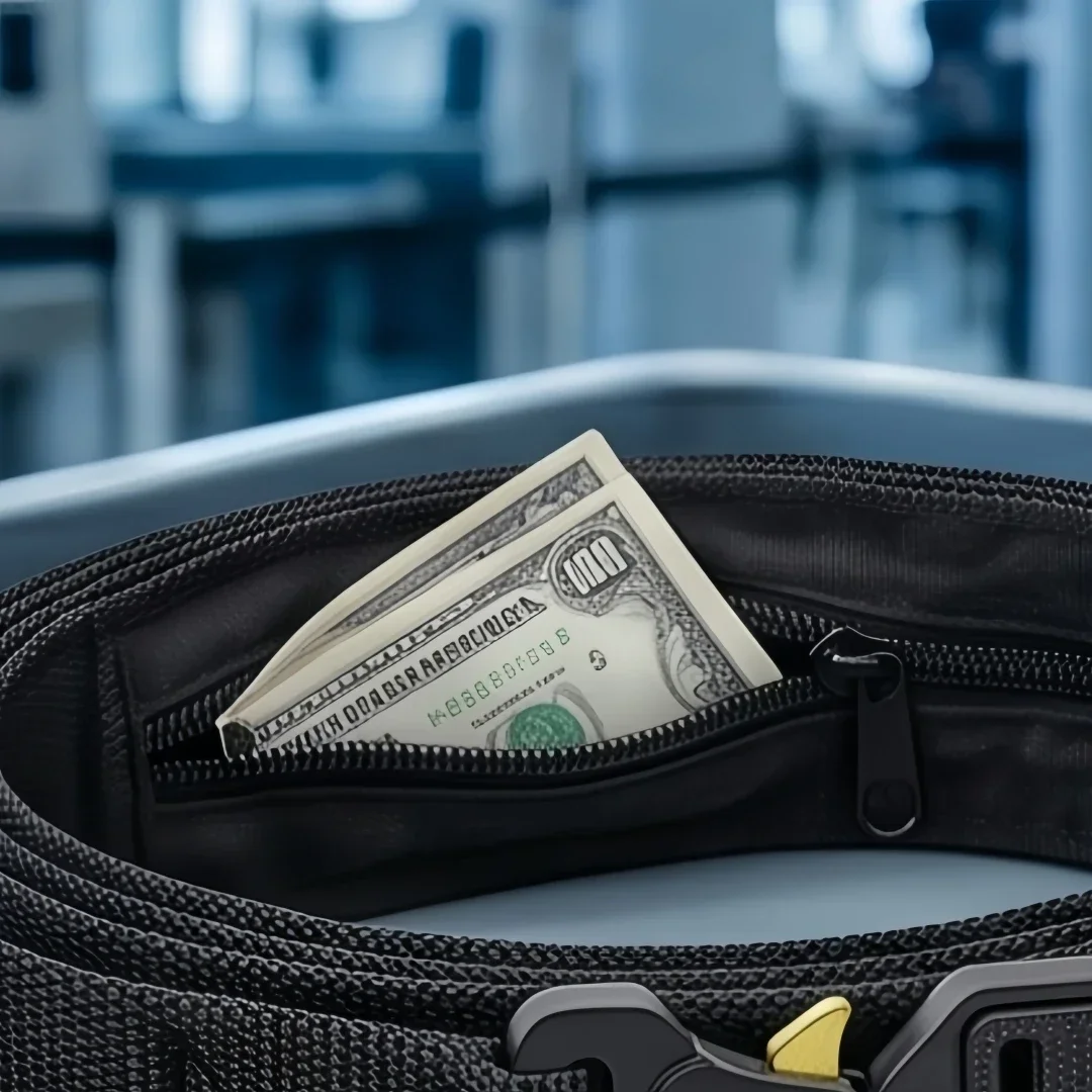 Herren-Gürtel mit Reißverschluss, Reise-Geldgürtel, Diebstahlsicherer Gürtel, Tragbarer Versteckter Geldgürtel, Geheime Reise-Taktikgürtel-Tasche – Detail 6