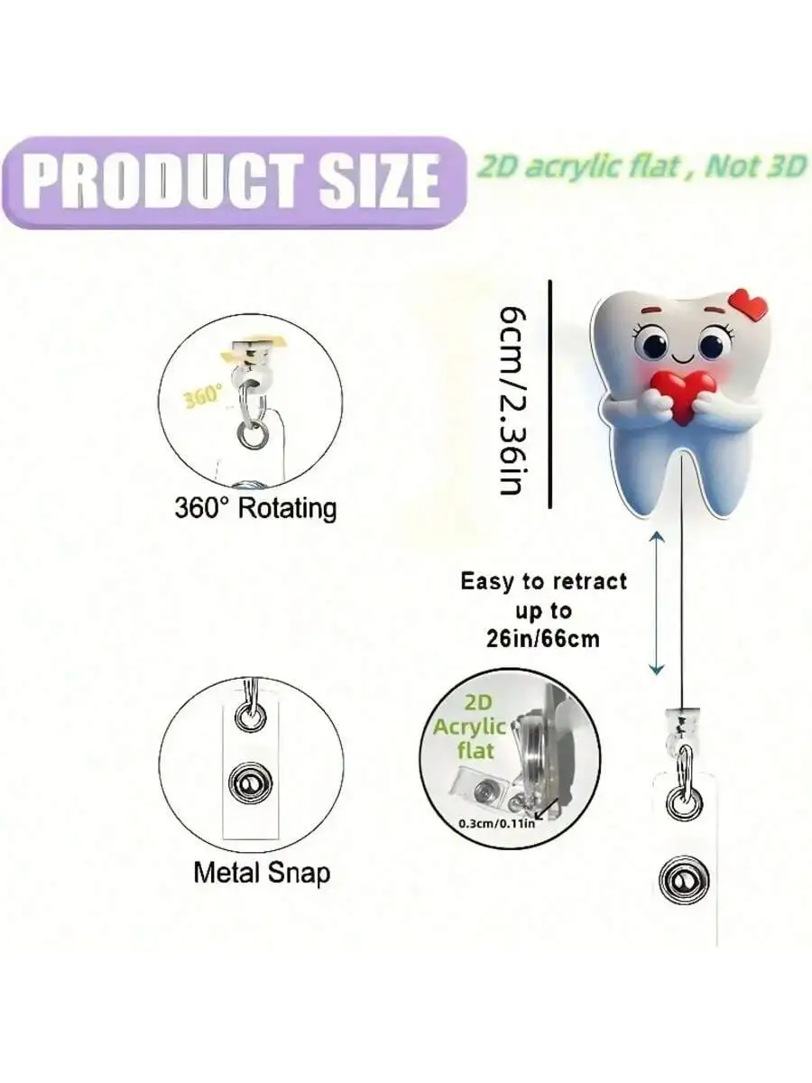 [مسطح [قطعة واحدة من حامل شارة قابل للسحب لطيف على شكل ممرضة مع مشبك لبطاقة الهوية - بكرة اسم الموظفين الطبيين من الأكريليك للأطباء، RN، LPN