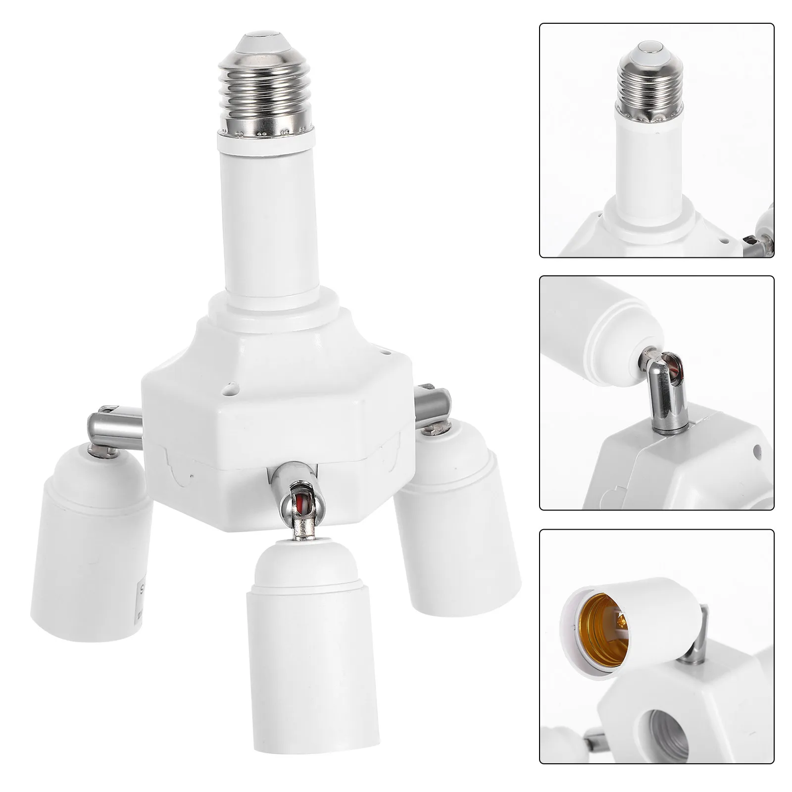 E27 Light Bulb Converter Lamp Holder 4 in 1 360 Degree Rotating Universal Head Easy Installation Home Commercial Industrial Lamp