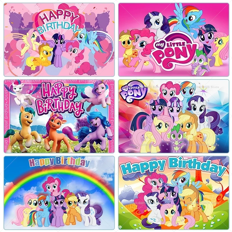 Disney My Little Pony Rainbow Theme Background Decoration Little Pony Birthday Party Supplies Girl Gift Photography Studio