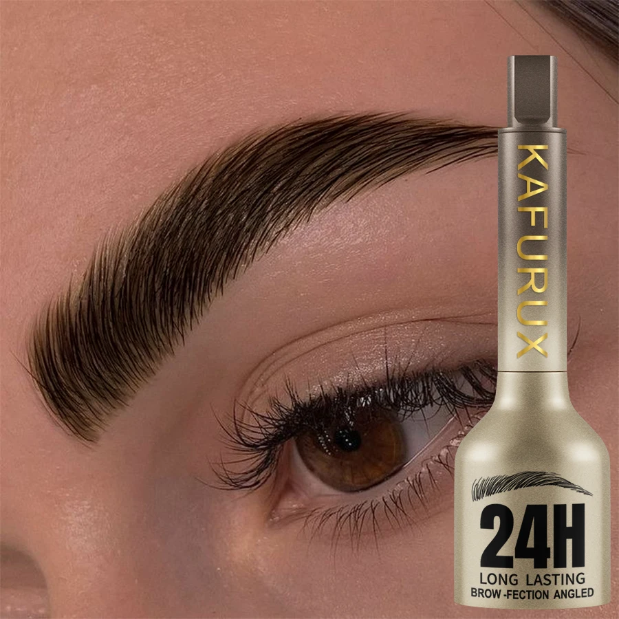 Lápis de sobrancelha selvagem de 3 cores, pincel quadrado angular, veludo 3d, creme de tintura de sobrancelha, anti-manchas, à prova d'água, caneta de matiz de sobrancelha, maquiagem para os olhos, 1 peça